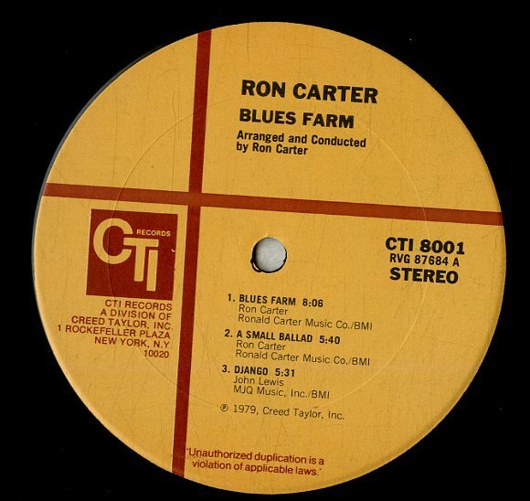 A00593872/LP/ロン・カーター (RON CARTER)「Blues Farm (1979年・CTI-8001・ジャズファンク)」_画像3