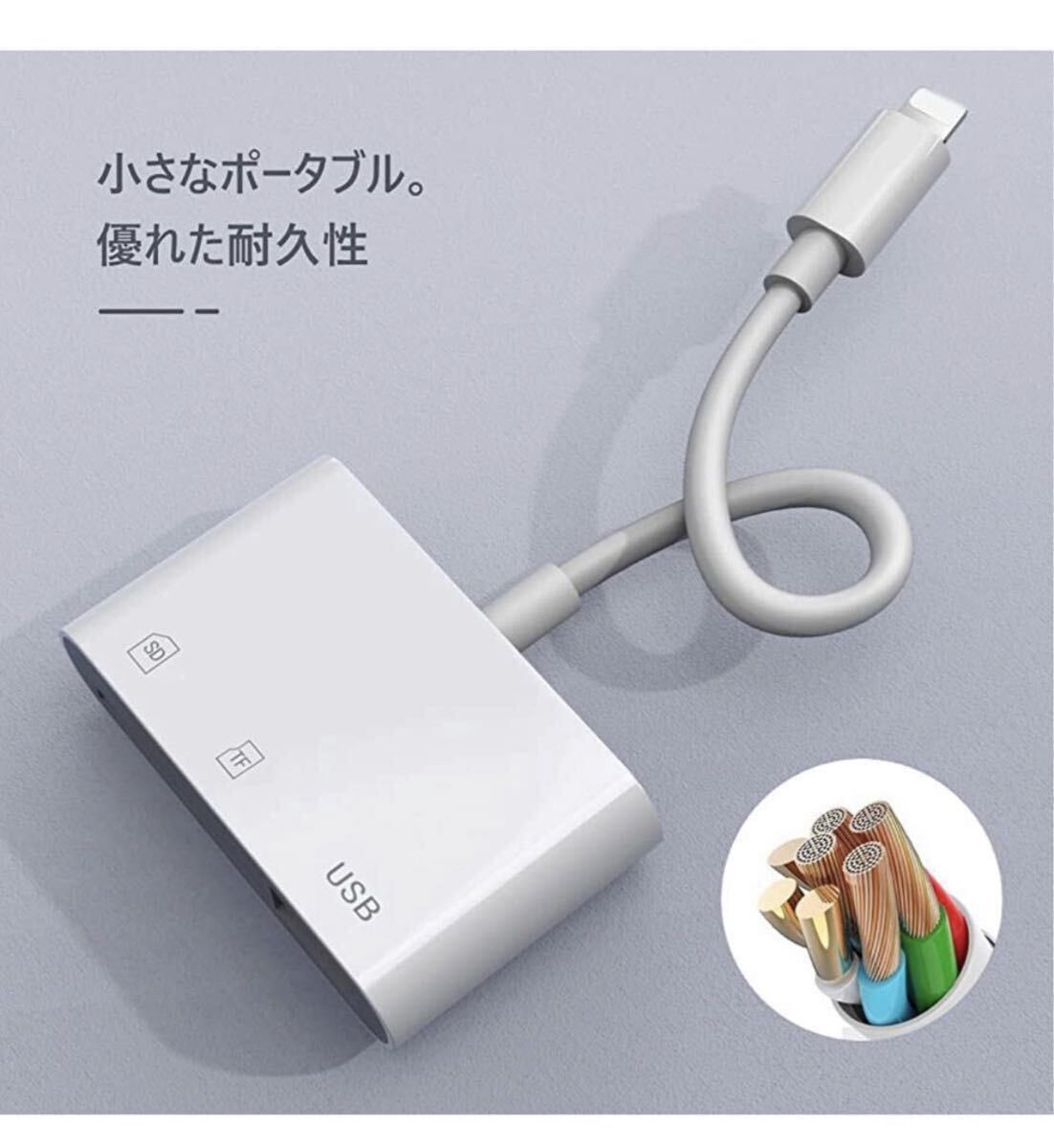 【2023MFi証品最新型】iPhone SDカードリーダー3in1 USB OTGカメラアダプタ双方向データ送信