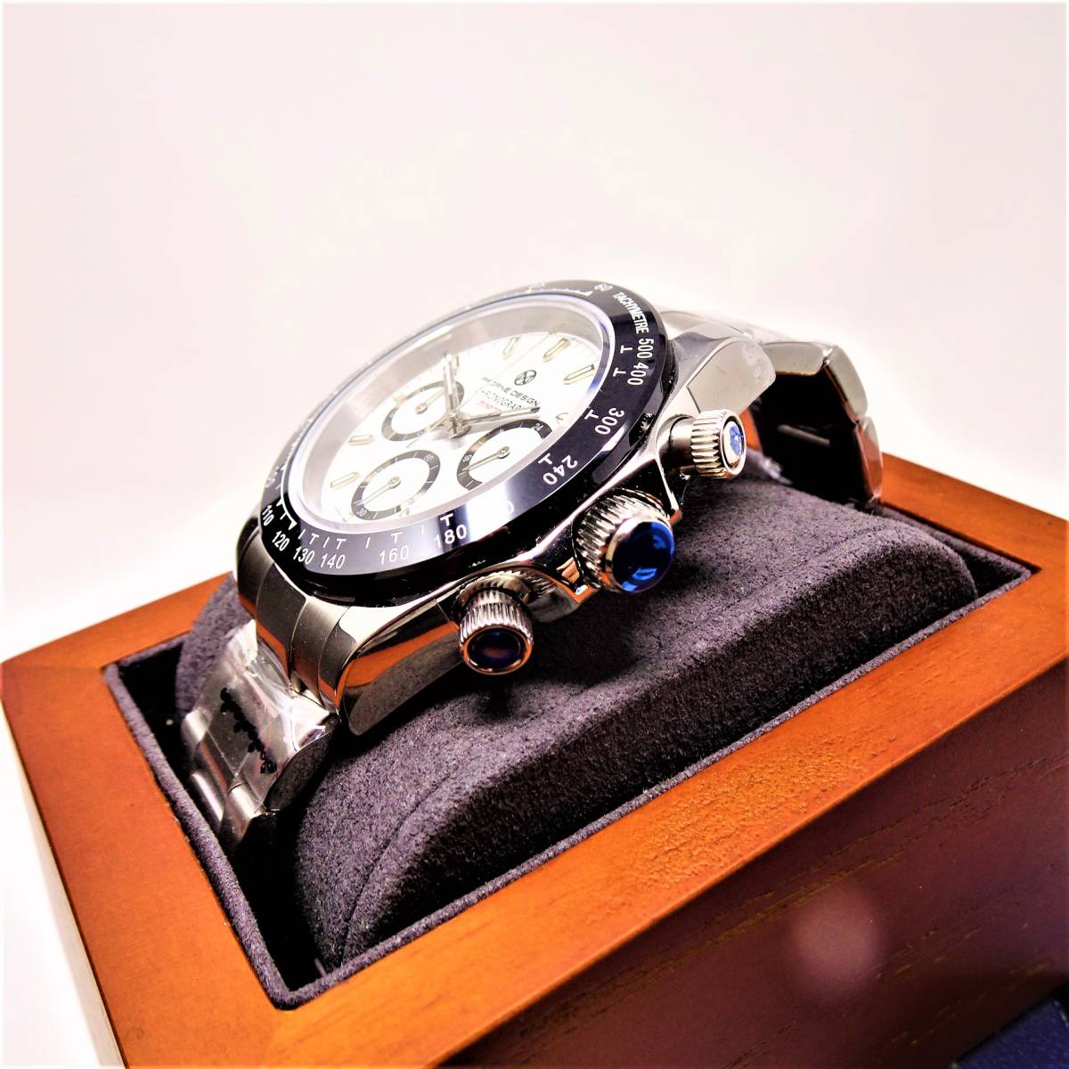 送料無料・新品・パガーニデザイン・セイコー製VK63クロノグラフ式腕時計 ・オマージュウオッチ・ステンレスモデル・ホワイト文字盤文字盤の画像4