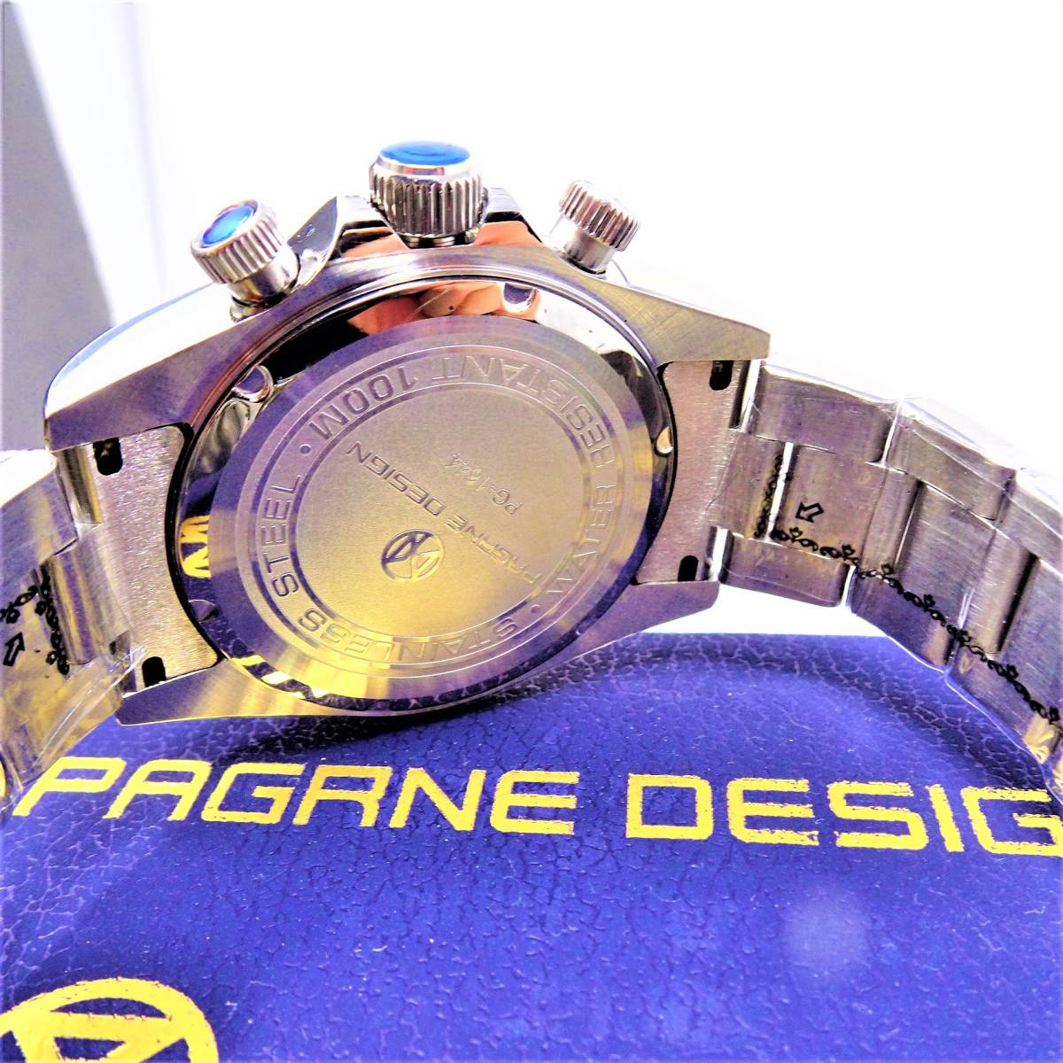 送料無料・新品・パガーニデザイン・セイコー製VK63クロノグラフ式腕時計 ・オマージュウオッチ・ステンレスモデル・ホワイト文字盤文字盤の画像10