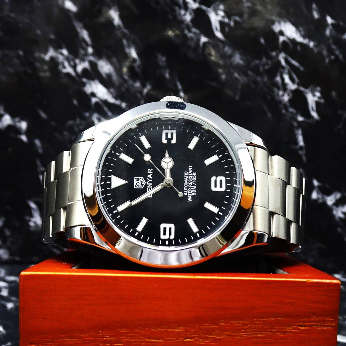 送料無料〓新品〓 BENYARブランド・369インデックス・オマージュウォッチ腕時計・メカニカル機械式・フルステンレス製モデル_画像1