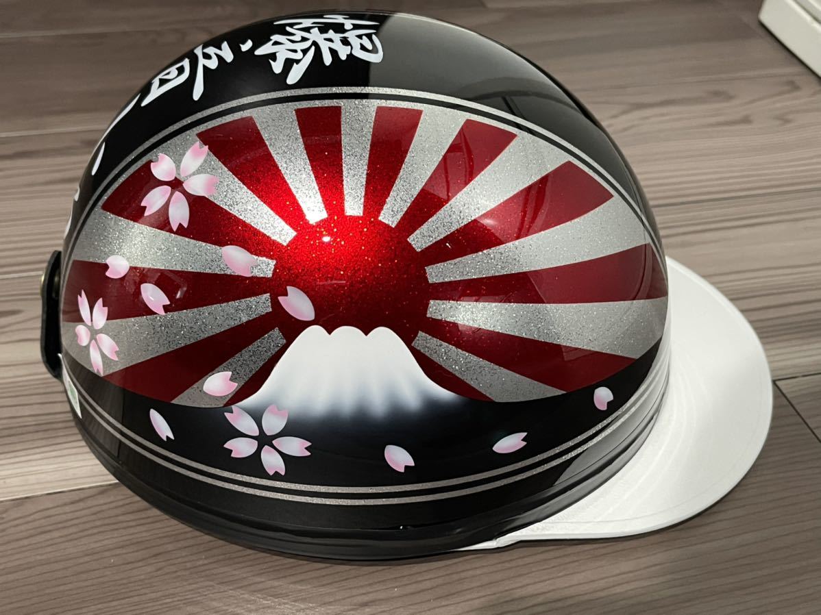 桜 富士日章 コルク半 ヘルメット 旧車會 暴走族 三段シート 桜 富士日章 コルク半 ヘルメット 旧車會 暴走族 三段シート