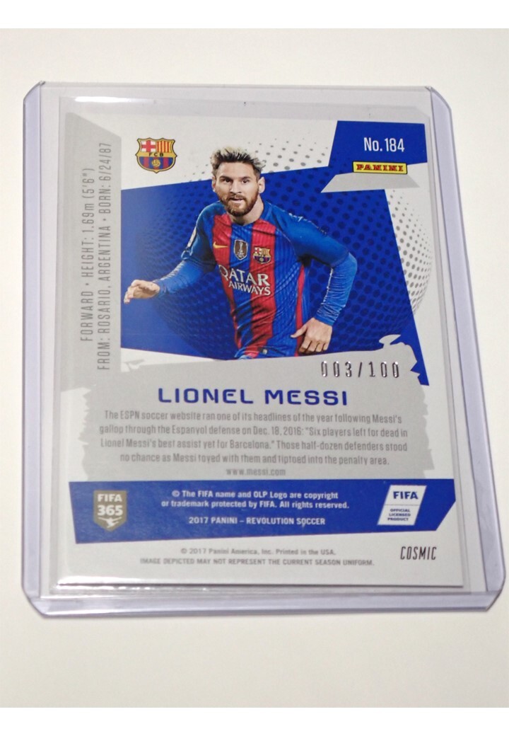 【メッシ/Lionel Messi】PANINI 2017 REVOLUTION SOCCER REGULAR CARD COSMIC PARALLEL /100枚限定_画像2