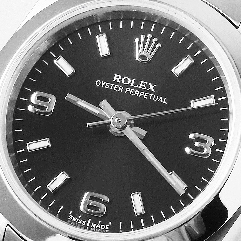 ロレックス オイスターパーペチュアル 76080 ブラック 369ホワイトバー K番 中古 レディース 腕時計_画像6