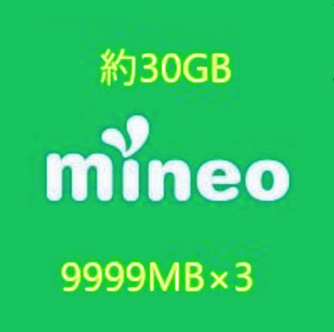 即日★mineo マイネオ　パケットギフト　約30GB（9999MB×3）配送なし_画像1