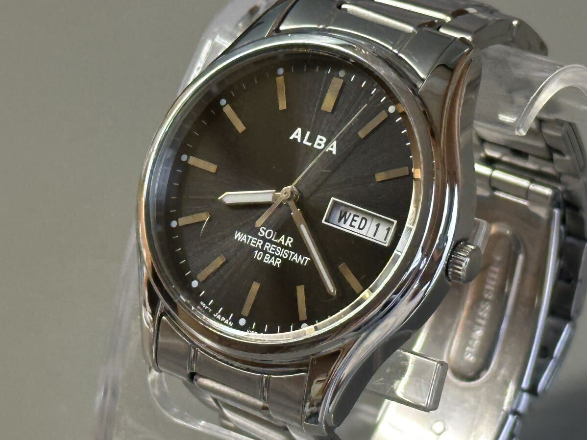 1円〜◆SEIKO セイコー ALBA アルバ SOLAR ソーラー V158-0AX0 黒文字盤 メンズ腕時計 稼働品 _画像1