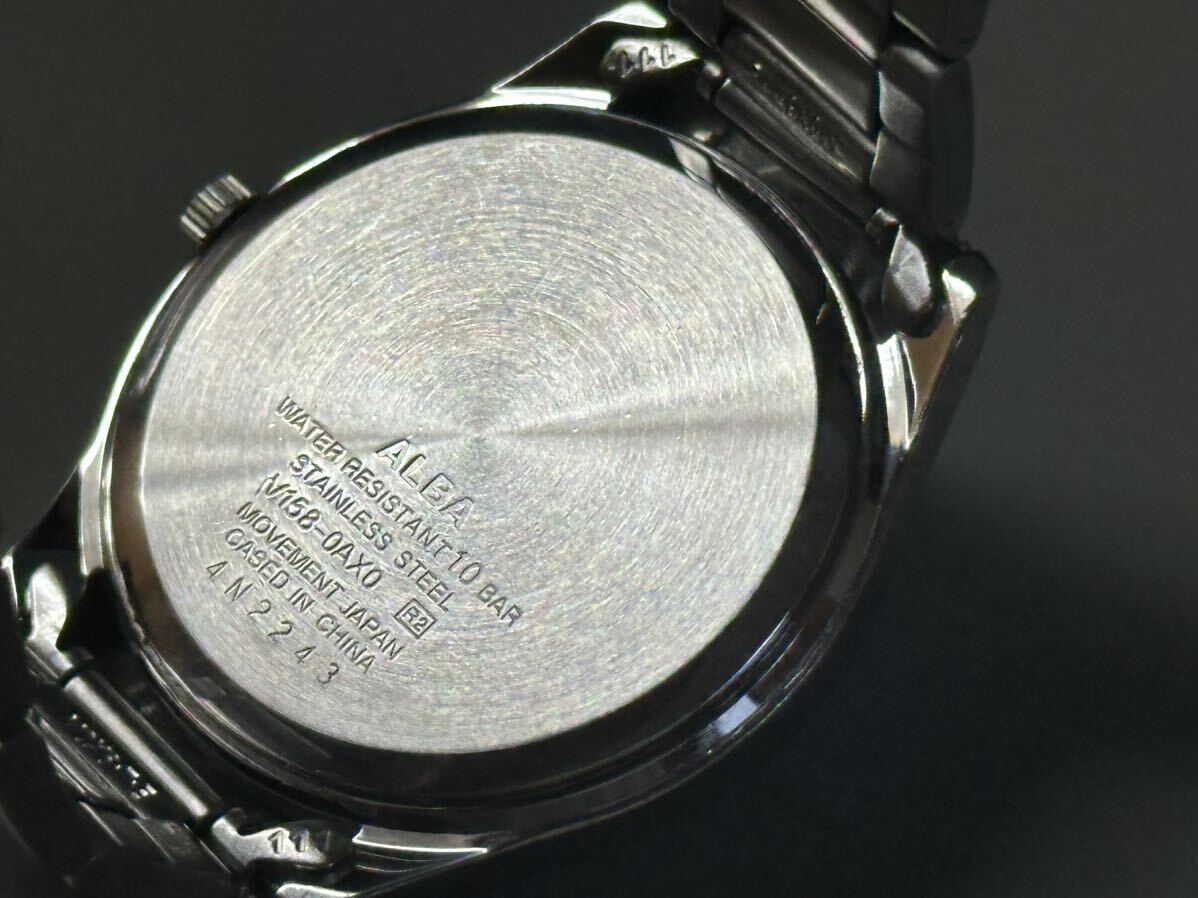 1円〜◆SEIKO セイコー ALBA アルバ SOLAR ソーラー V158-0AX0 黒文字盤 メンズ腕時計 稼働品 _画像8