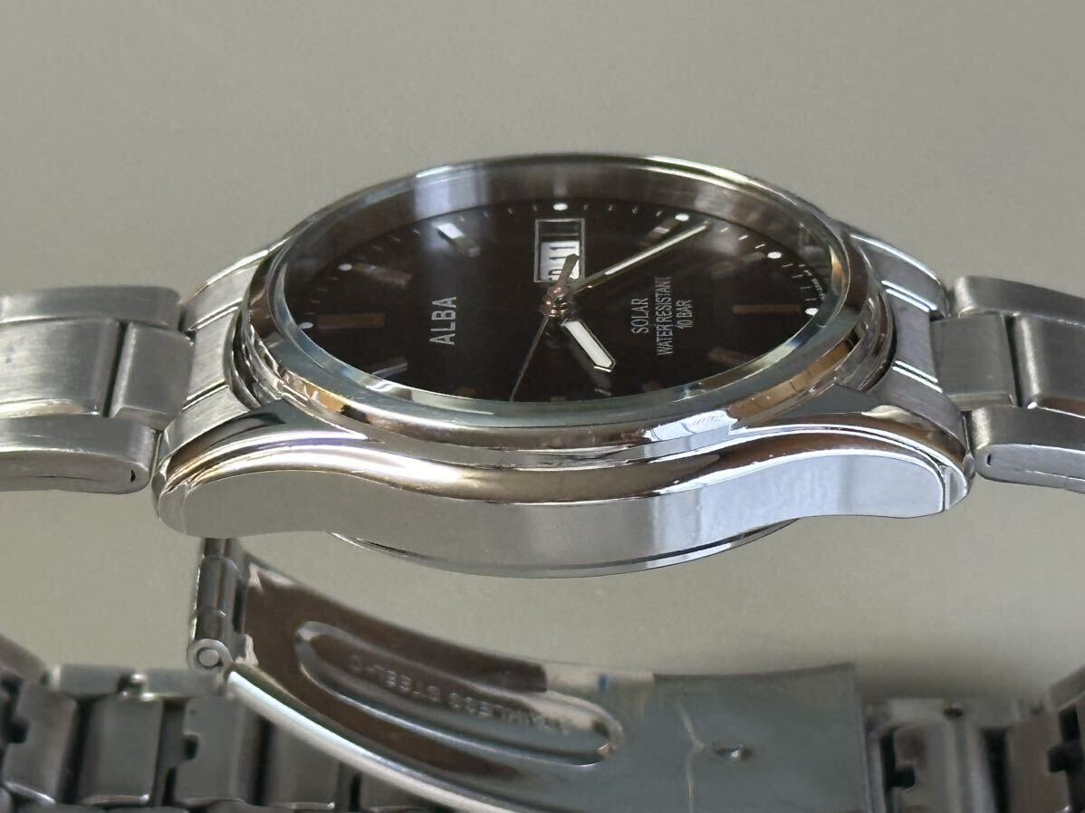 1円〜◆SEIKO セイコー ALBA アルバ SOLAR ソーラー V158-0AX0 黒文字盤 メンズ腕時計 稼働品 _画像6