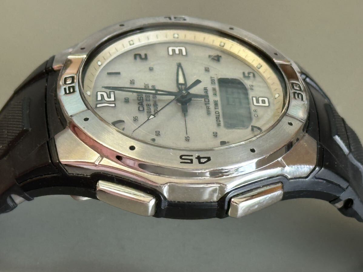 1円〜◆カシオ CASIO ウェーブセプター ソーラー電波時計 WVA-470 ゴールド文字盤 メンズ腕時計 稼働品_画像4