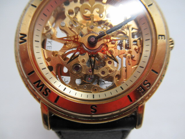 THE ROYAL GEOGRAPHICAL SOCIETY skeleton wristwatch Britain .. geography .. analogue hand winding 2 hands operation goods USED