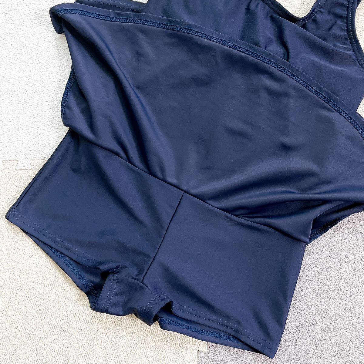  swimsuit / school swimsuit / One-piece / skirt / number attaching /120cm/ new goods / tag attaching / navy / dark blue / girl / child / plain / pool / elementary school student / anonymity delivery 