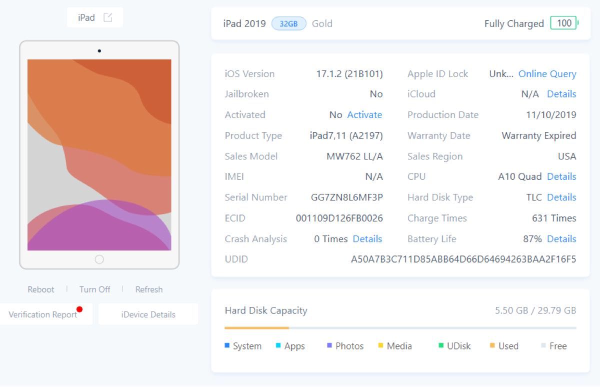 iPad 7世代 32GB Wi-Fiモデル ゴールド sku02