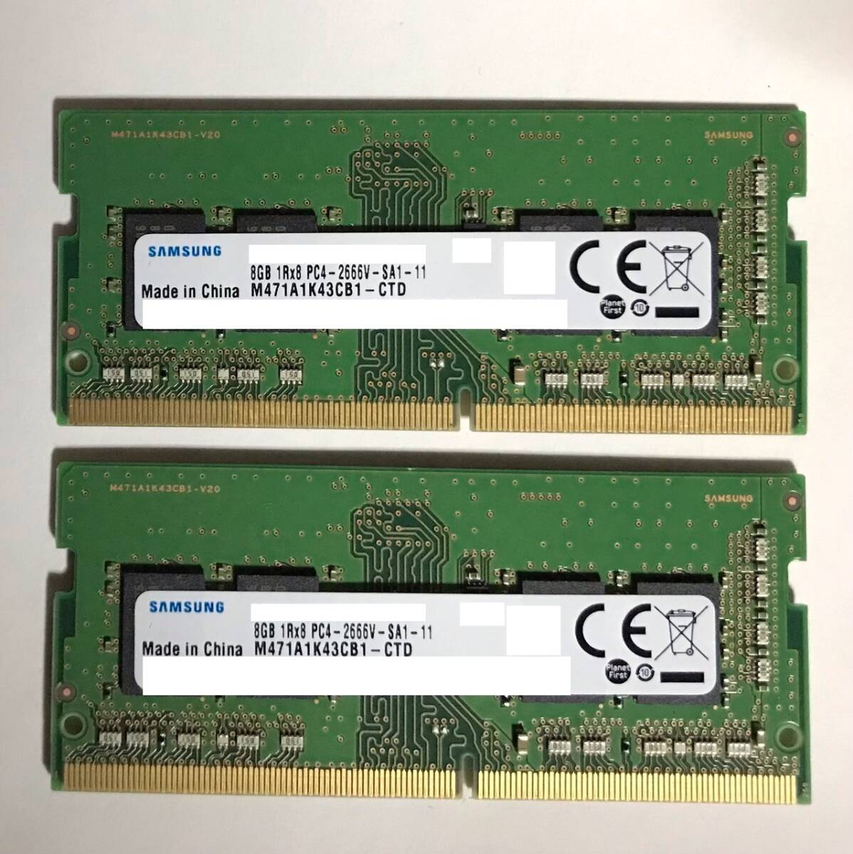 ◆送料無料◆【SAMSUNG PC4-2666V】ノートPC用DDR4メモリ8GB 2枚 計：16GB_画像1