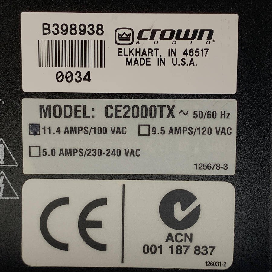 Amcron/crown audioamk long CE2000TX PA усилитель * простой инспекция товар 