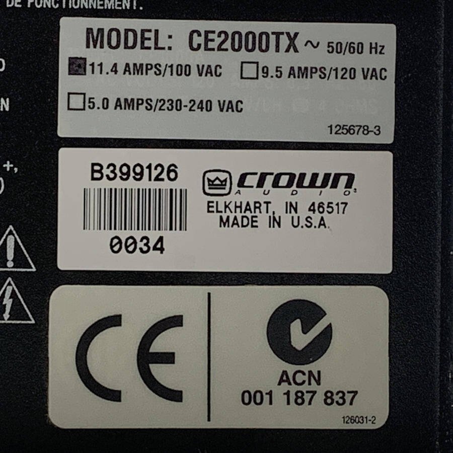 Amcron/crown audioamk long CE2000TX PA усилитель * простой инспекция товар 