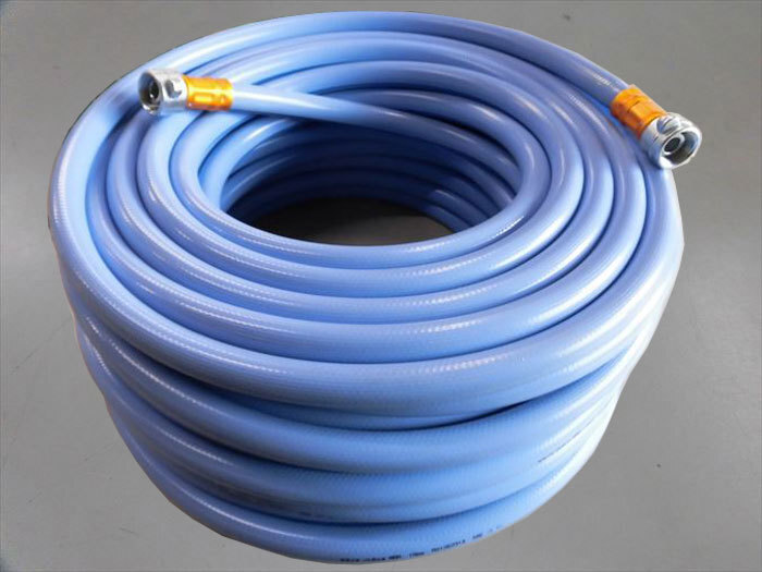 50000-204 北越工業加締め加工 エアーホース 1/2(12mm) ブルーホース 50m 両側カップリング金具付き