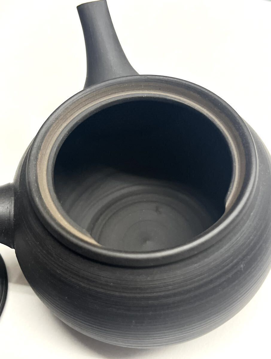 常滑焼 玉光作 茶っ切り急須 黒燻し 茶器 急須 ティーポット 陶器 磁器 食器 /未使用_画像5