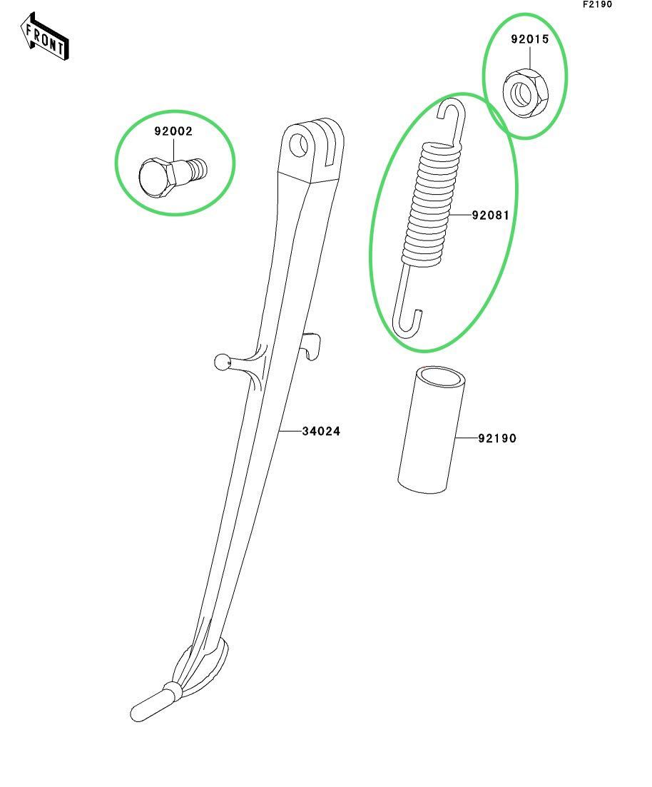 【送料無料】カワサキ純正ゼファー400 / 550 ゼファーχ サイドスタンド スプリング ボルト ナット(カイ フレーム スタンド バネ BEET)