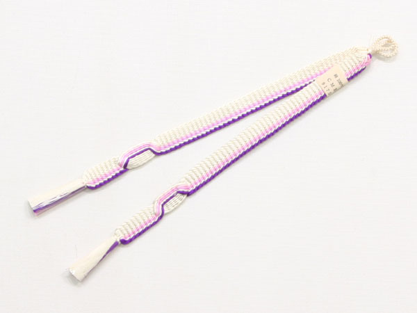 正絹平織り羽織紐(白、紫、ピンク)_画像1