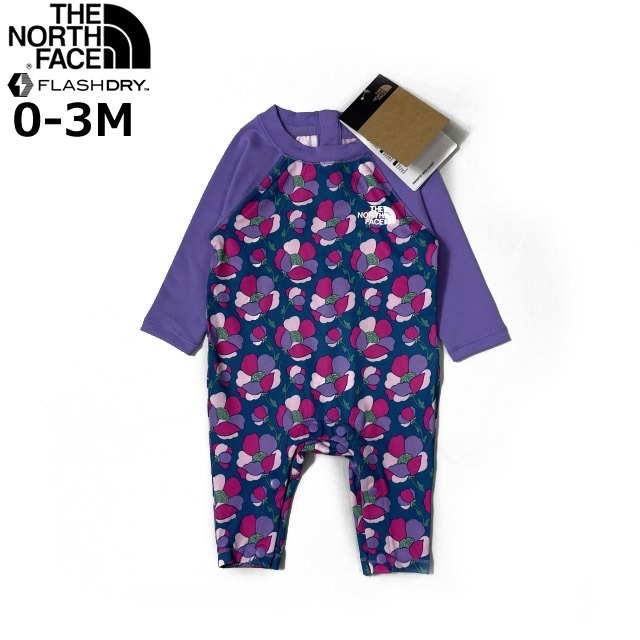 売切り【正規新品】THE NORTH FACE◆BABY INFANT AMPHIBIOUS SUN ONE-PIECE ロンパース US限定 ストレッチ 速乾(0-3M)紫 花柄 240517-B-5_画像3