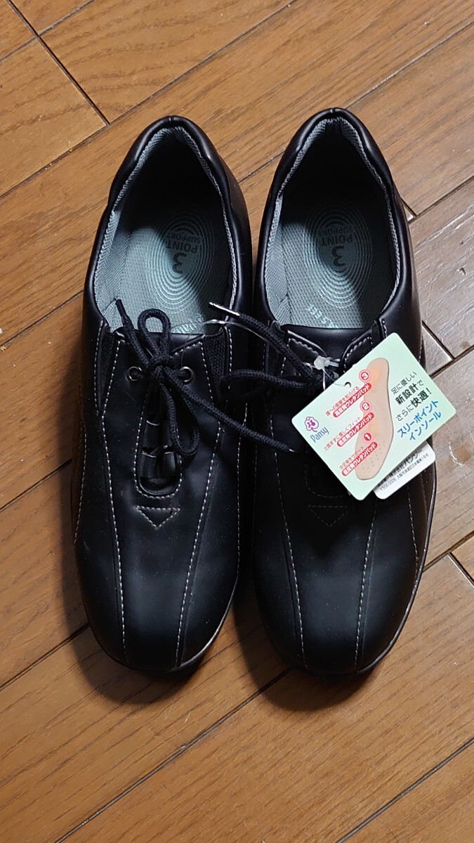  pansy bell or sis pair . kind s Lee Point insole shoes 24.5EEE tag attaching unused black walking shoes 