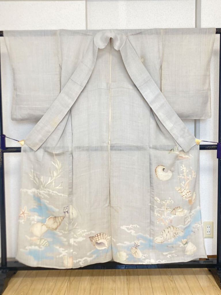  античный кимоно лето кимоно раковина .. лен шелк лен Taisho роман . рисунок переделка античный выходной костюм tomesode retro костюмированная игра замечательная вещь 