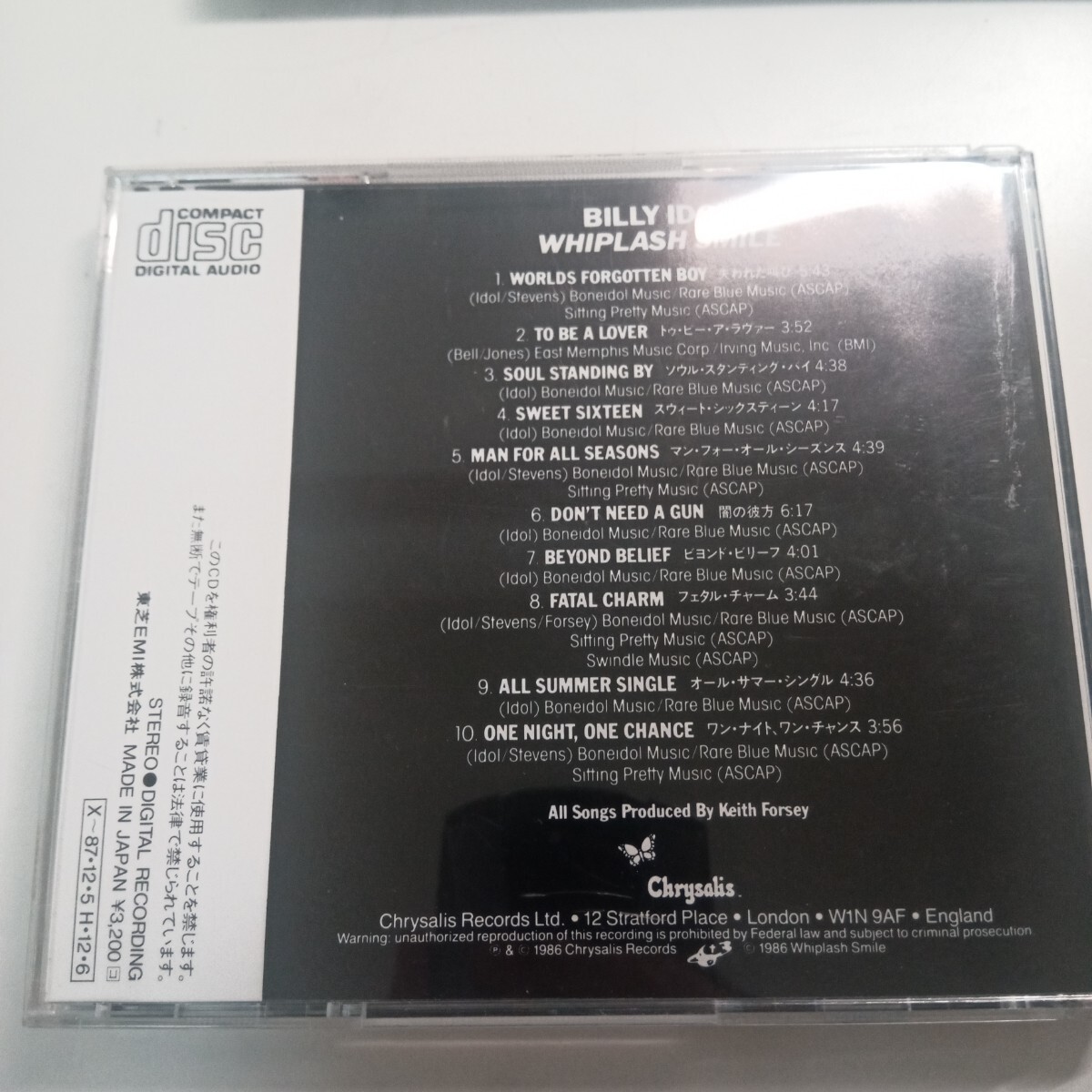 【送料無料】ビリー・アイドル／ウィップラッシュ・スマイル CP32-5096 国内盤CD 1A1 Billy Idol