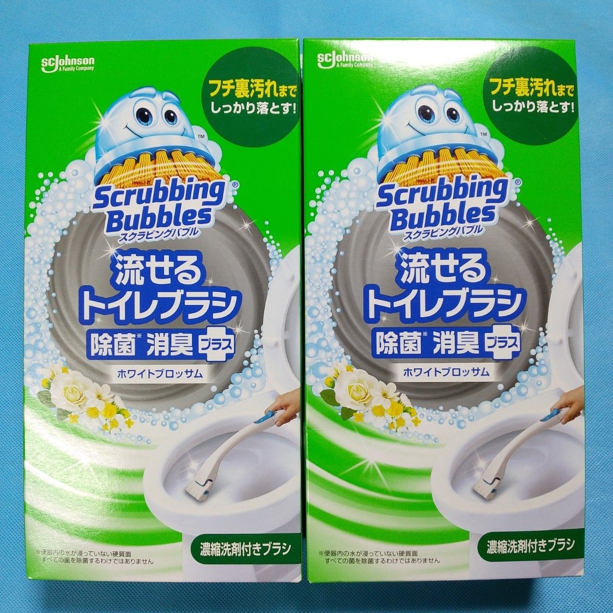 （新品未使用）　　ジョンソン スクラビングバブル　流せるトイレブラシ（ホワイトブロッサム）×2箱（本体×2個・洗剤付ブラシ×8個）