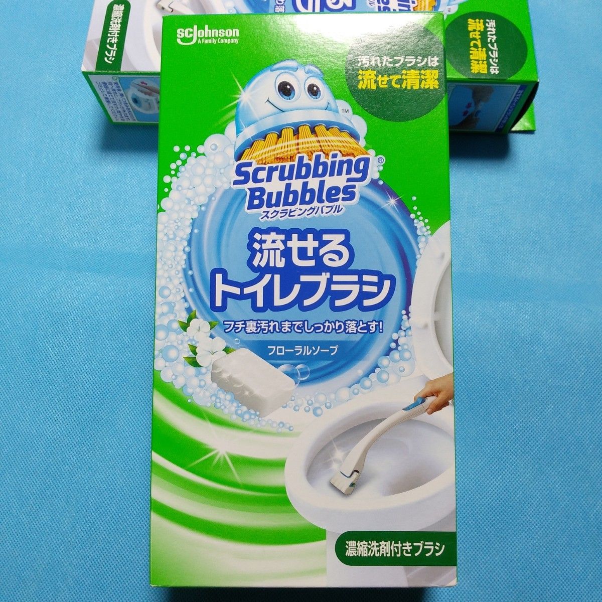 （新品未使用）　　ジョンソン スクラビングバブル　流せるトイレブラシ（フローラルソープ）×1箱（本体・洗剤付ブラシ×4個）