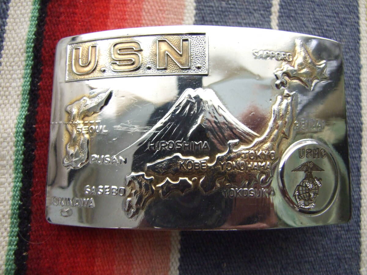 USN/アメリカ海軍*ベルトバックル*NAVY*USMC*日本地図*角バックルベトスカ_画像6