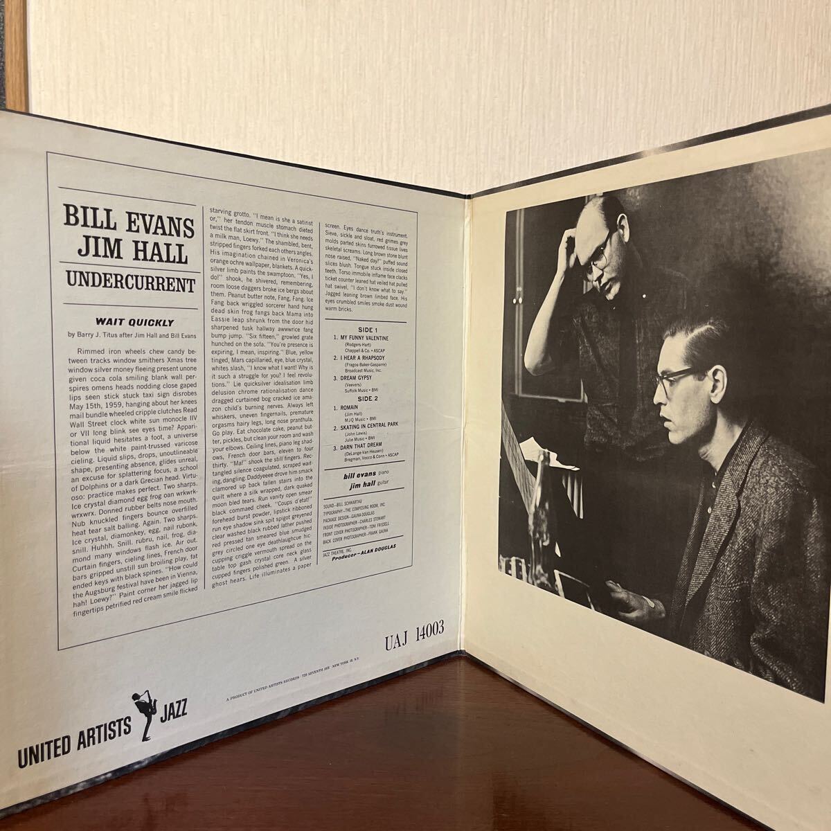 【LP 】US盤　BILL EVANS, JIM HALL ビル・エヴァンス/ UNDERCURRENT アンダーカレント　UNITED ARTISTS JAZZ盤_画像4