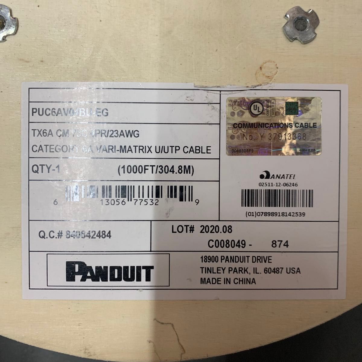 PANDUIT PUR6AV04BU-EG Cat6A 1000FT/約305M
