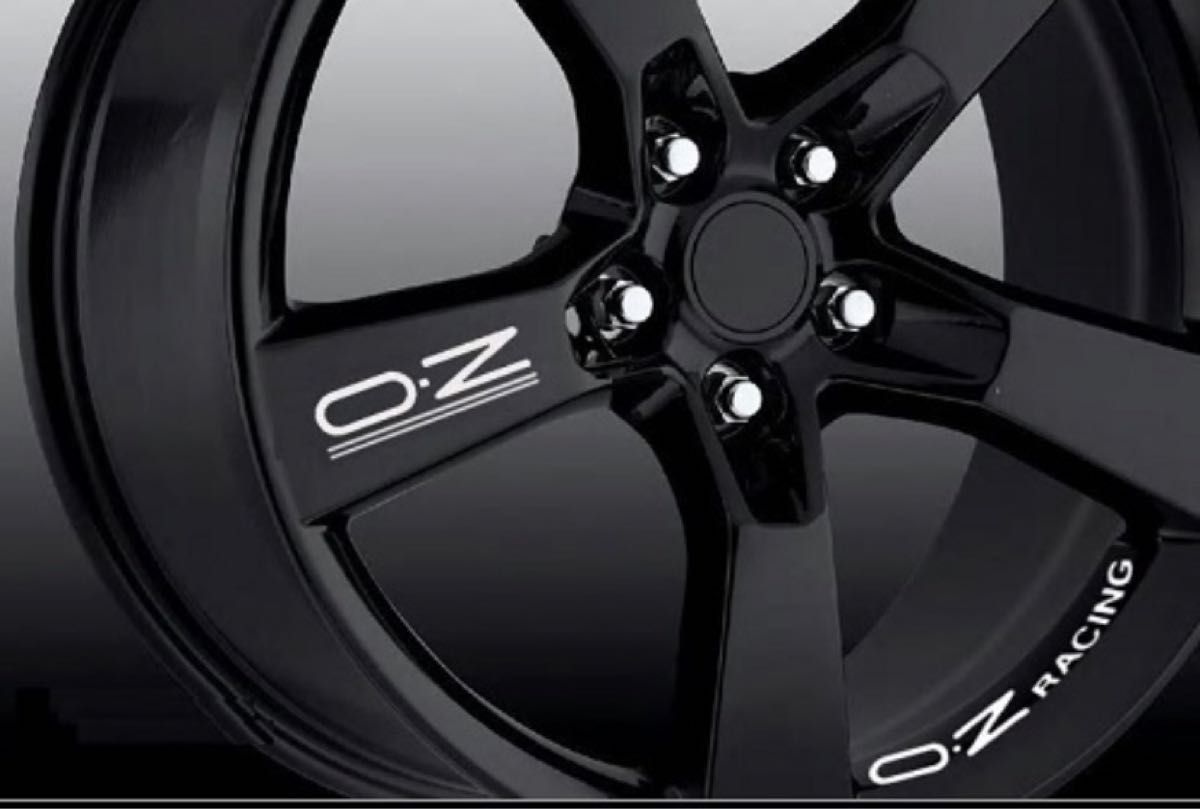 OZレーシング ホイールリムステッカーオーゼットレーシングカッティングステッカー車 バイク シルバー曲がり 8枚セット《ブラック》