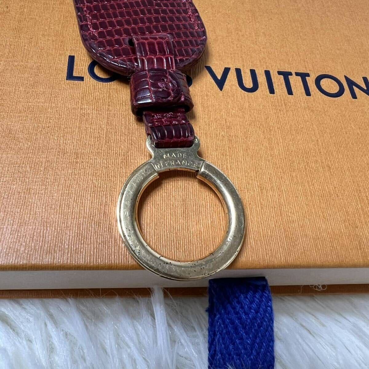 1 jpy ~ rare Louis Vuitton LOUIS VUITTONporutokre Lizard charm key holder charm leather key ring men's lady's 