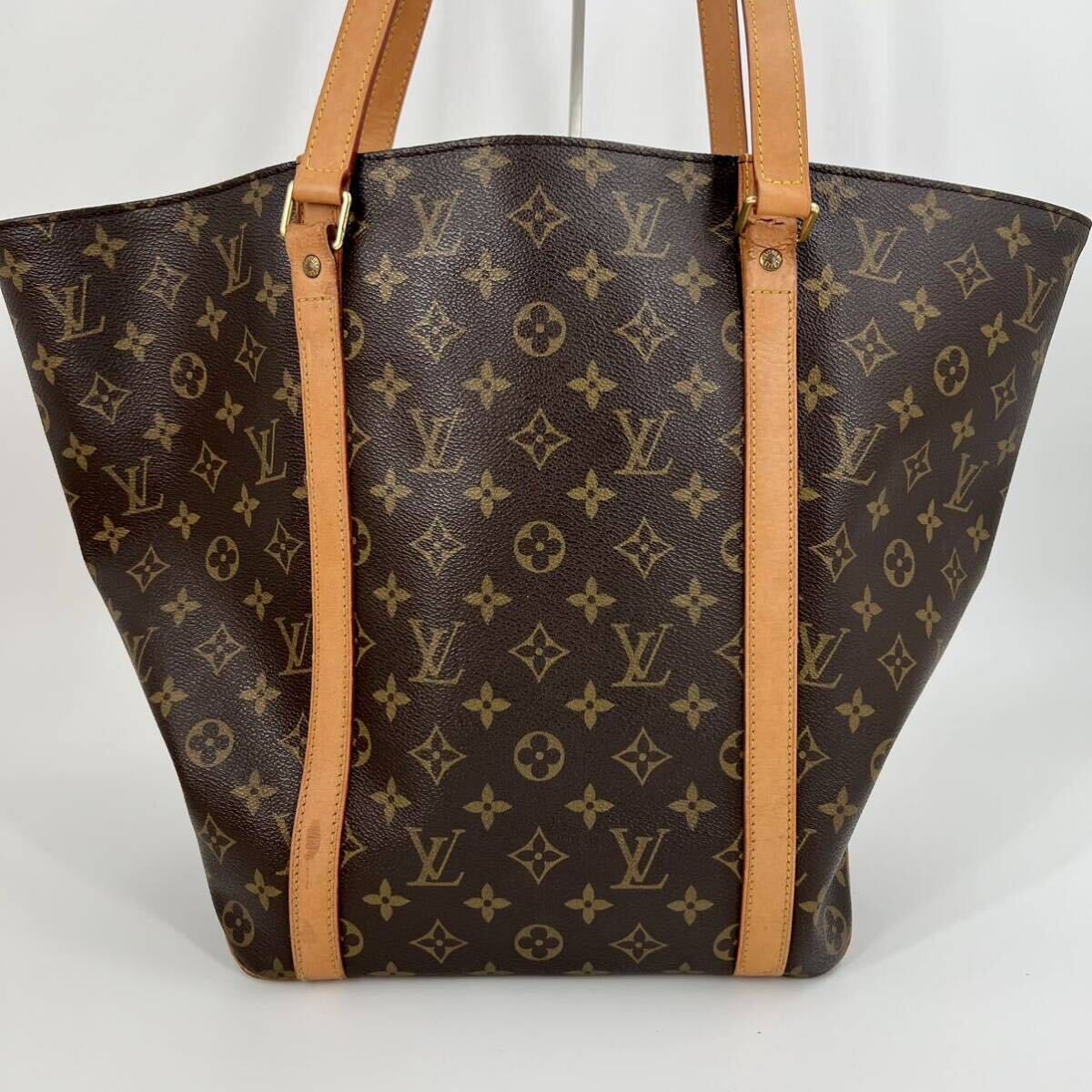 美品 ヌメ革綺麗 ルイヴィトン LOUIS VUITTON モノグラム サックショッピング ショルダーバッグ トートバッグ 肩掛け M51108 1円_画像3