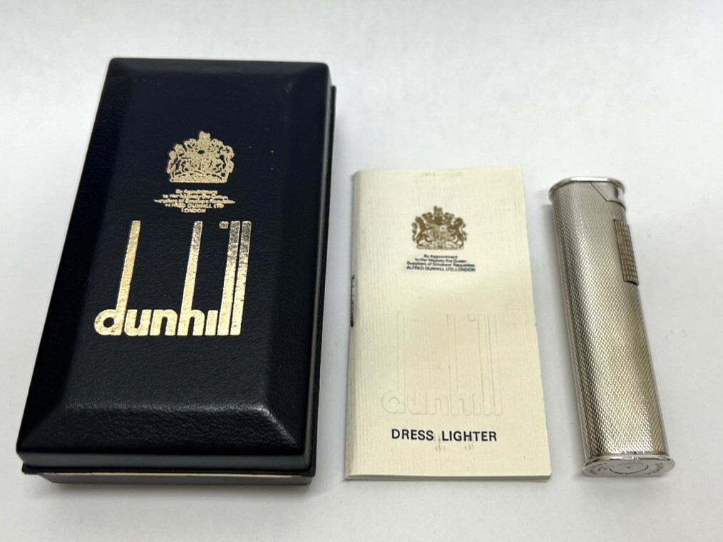 3103#dunhill Dunhill ролик газовая зажигалка серебряный тонкий Junk вспышка не проверка с футляром курение . товары для курения 