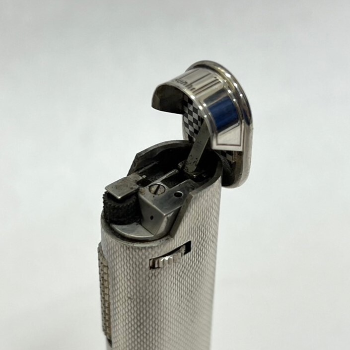 3103#dunhill Dunhill ролик газовая зажигалка серебряный тонкий Junk вспышка не проверка с футляром курение . товары для курения 