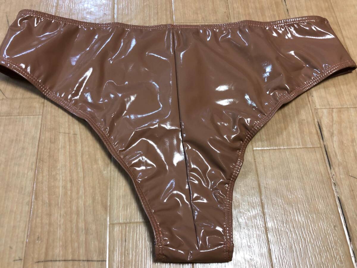 同梱不可 ・送料390円 超光沢 超ストレッチ コスチューム 仮装 のびのび パンツ (ブラウン)ＸＸＸＬ_画像2