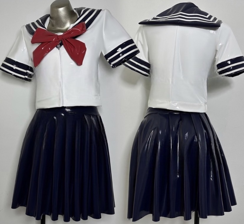  включение в покупку не возможно супер глянец sailor способ tops, юбка в складку студент форма маскарадный костюм костюм стрейч верх и низ в комплекте ( белый × темно-синий )XL