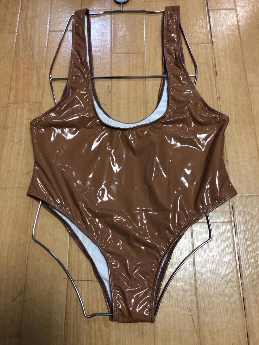  including in a package un- possible * postage 390 jpy super lustre super stretch costume extension extension high leg Leotard ( Brown )L