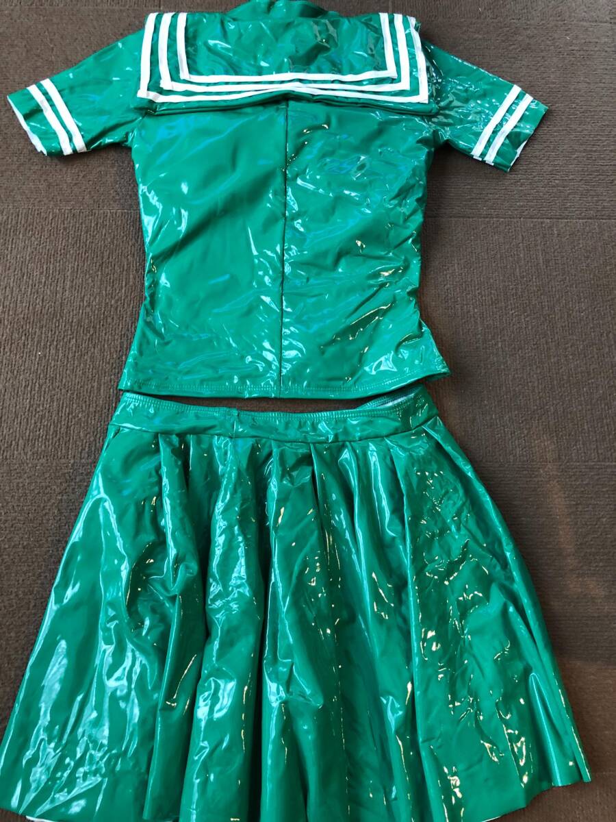 * включение в покупку не возможно супер глянец sailor способ tops, юбка в складку студент форма стрейч ткань верх и низ в комплекте ( зеленый )XXXL