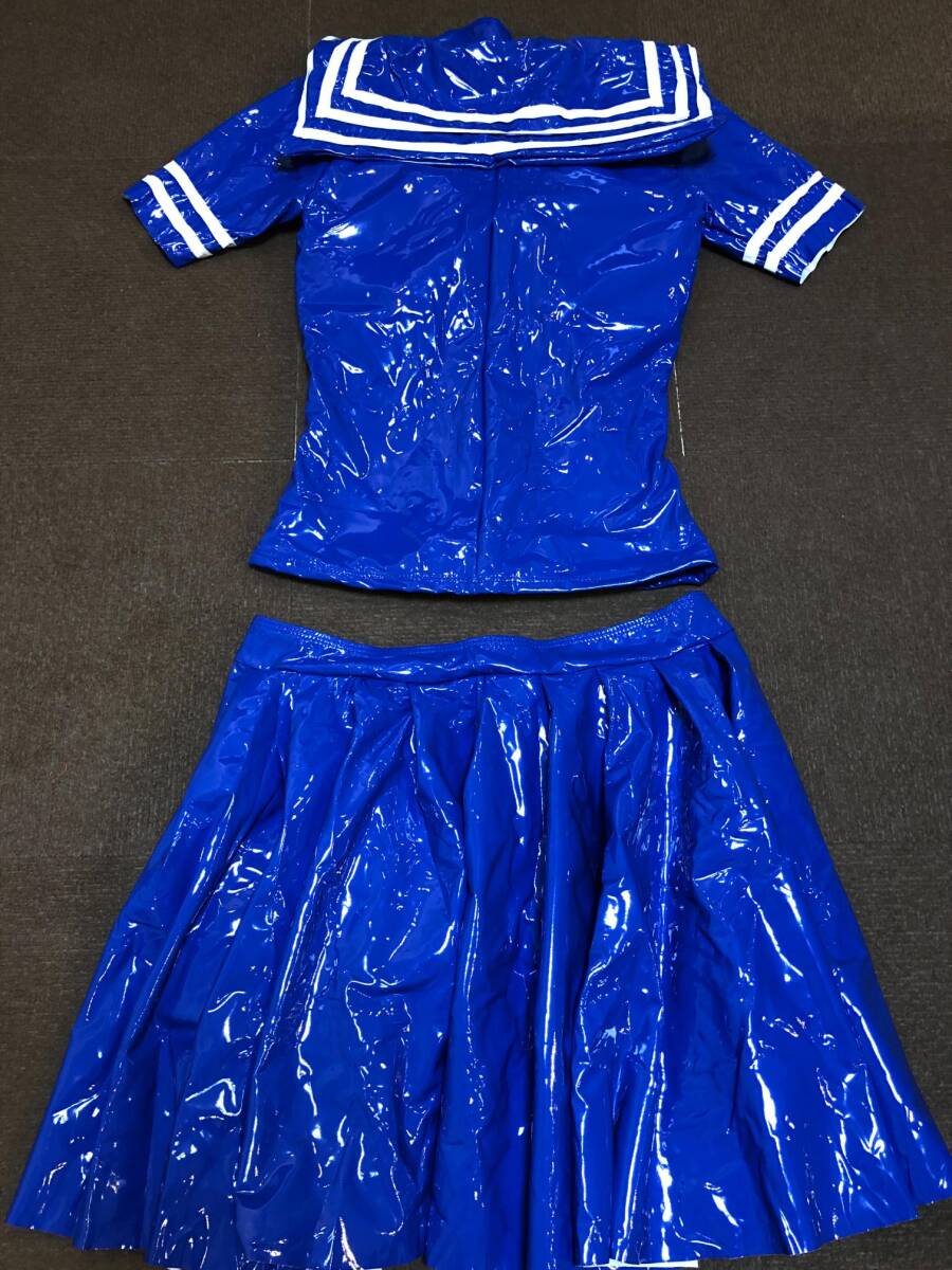 * including in a package un- possible super lustre sailor manner tops, pleated skirt student uniform stretch cloth top and bottom set ( blue )XXL