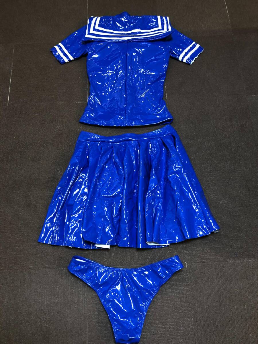 * including in a package un- possible super lustre sailor manner tops, pleated skirt student uniform stretch cloth top and bottom set ( blue )XXL