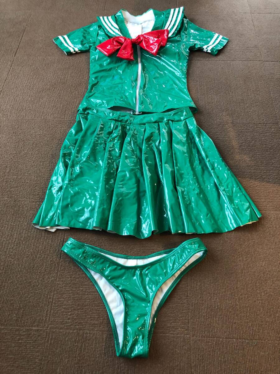  including in a package un- possible super lustre sailor manner tops, pleated skirt student uniform fancy dress costume stretch cloth top and bottom set ( green )XXXL