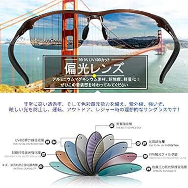 [DUCO] サングラス メンズ 偏光 スポーツサングラス UV400 へんこう さんぐらす AL-MG合金 超軽量 sungla_画像4