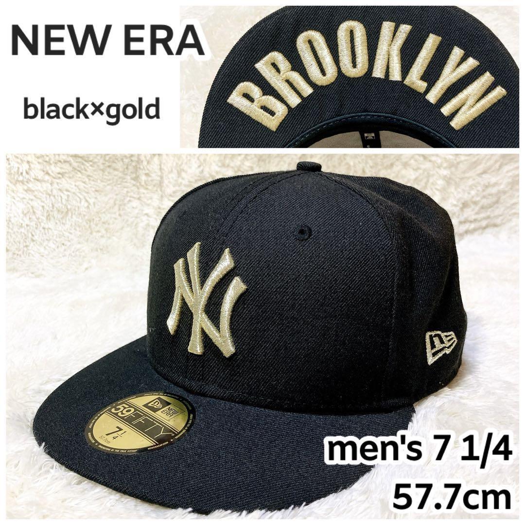 ニューエラ キャップ ニューヨークヤンキース ブルックリン 7 1/4 57.7 59FIFTY フィッテッド New York Yankees BROOKLYN NEW ERA ゴールド_画像1