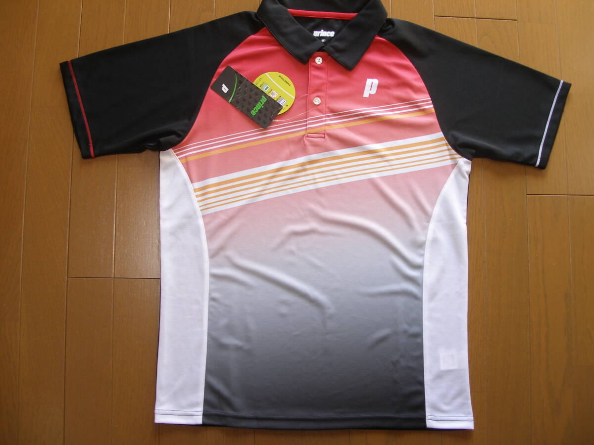 送料無料(プリンス)prince テニスウェア ゲームシャツ TMU148T メンズLLサイズ (165)ブラック