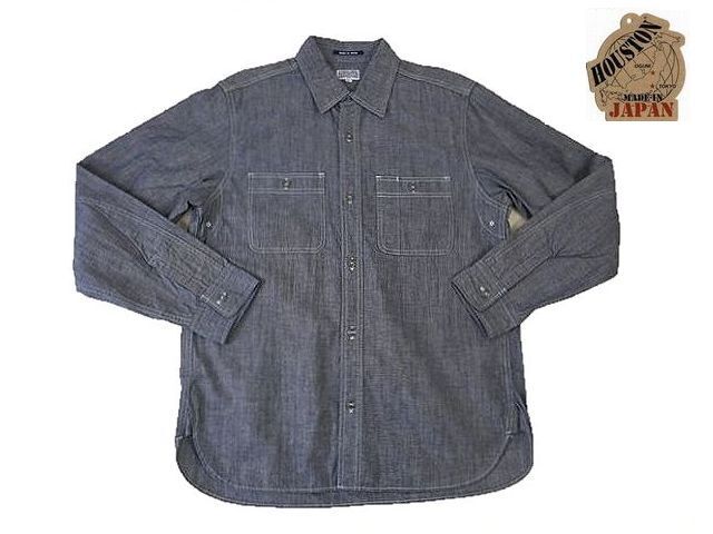 未使用【HOUSTON】ヒューストン・米国製生地使用・シャンブレーWORKシャツ・MADE IN JAPAN・INDIGO_XLサイズ・定価 11,880円_画像1