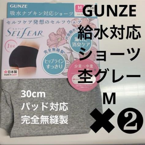 GUNZE【給水対応ショーツ】定価1540円×2枚 完全無縫製 杢グレー Mの画像1