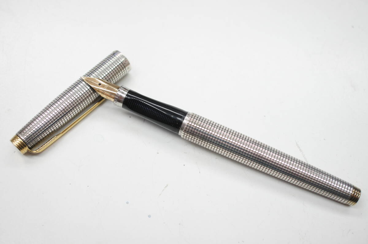 極美品/動作品◇PARKER パーカー シズレ スターリングシルバー 14K STERLING 925 格子柄 シルバー×ゴールド色（30054-6）_画像1